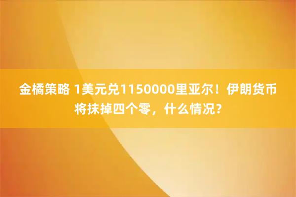 金橘策略 1美元兑1150000里亚尔！伊朗货币将抹掉四个零，什么情况？